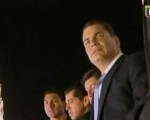 Correa luego de ser liberado (La imagen es una captura de la cadena televisiva TELESUR).