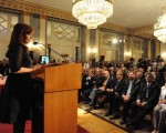 Cristina Fernández dio un discurso ante empresarios argentinos e italianos.