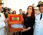 La Presidenta celebró la llegada de la Fragata Libertad.