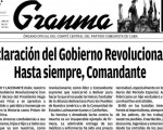 Impreso en negro, el diario Granma despide a Chávez.