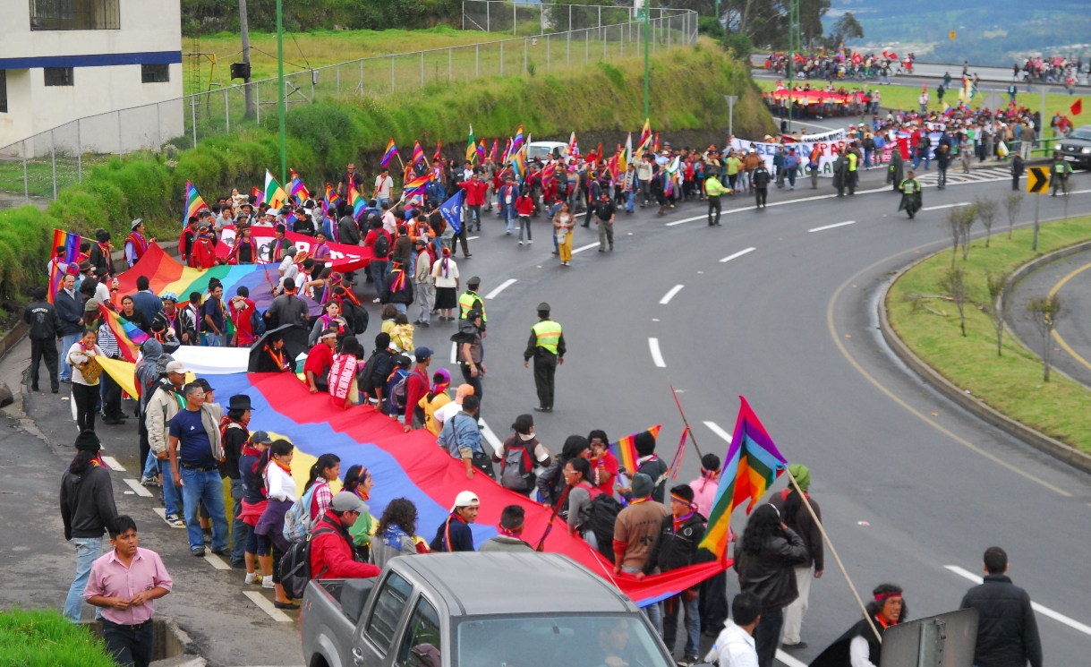 Marcha indígena en Ecuador.